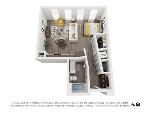 Floor plan for studio, 1 bath, 549 sqft